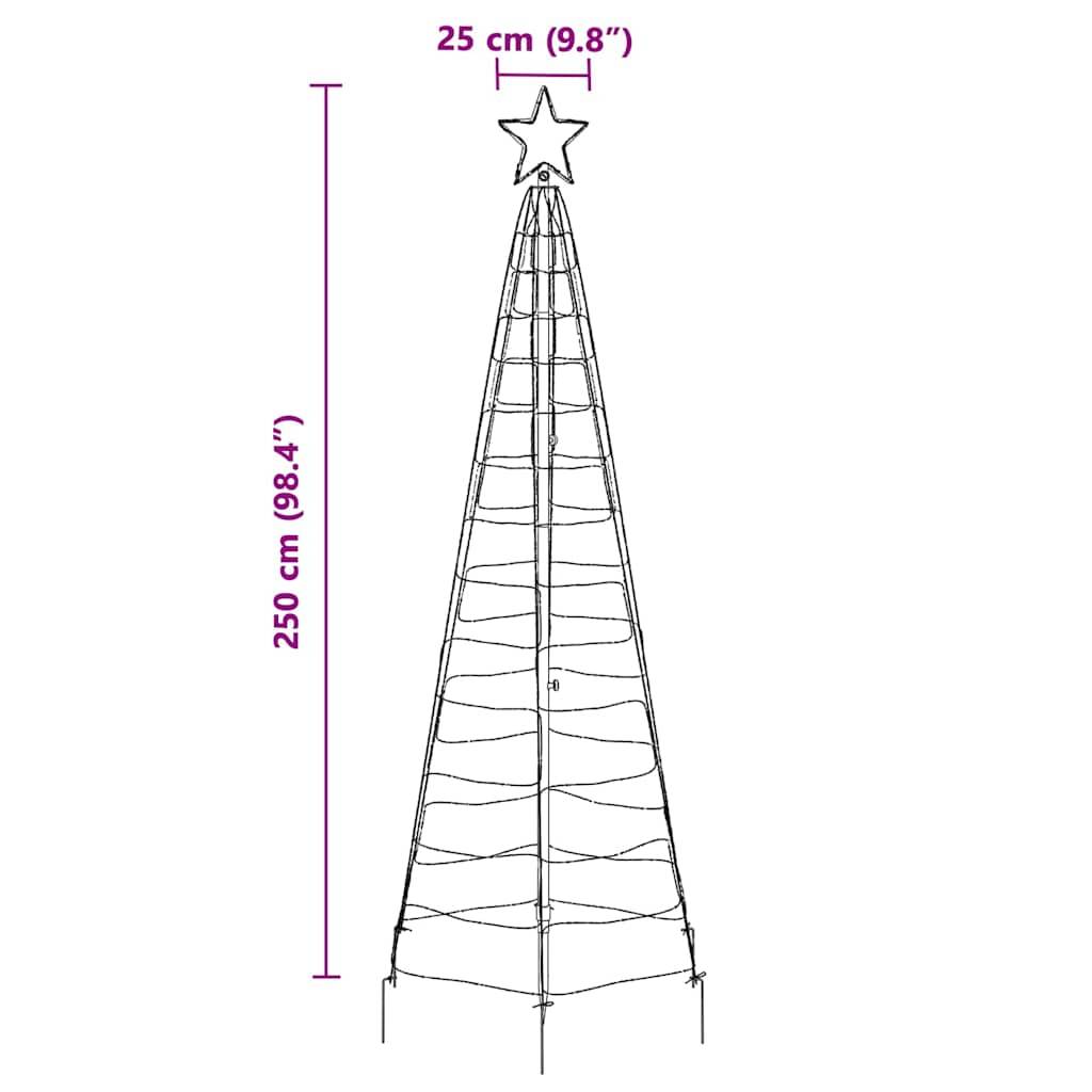 vidaXL LED Weihnachtsbaum mit Erdspießen Mehrfarbig 250 cm Eisen