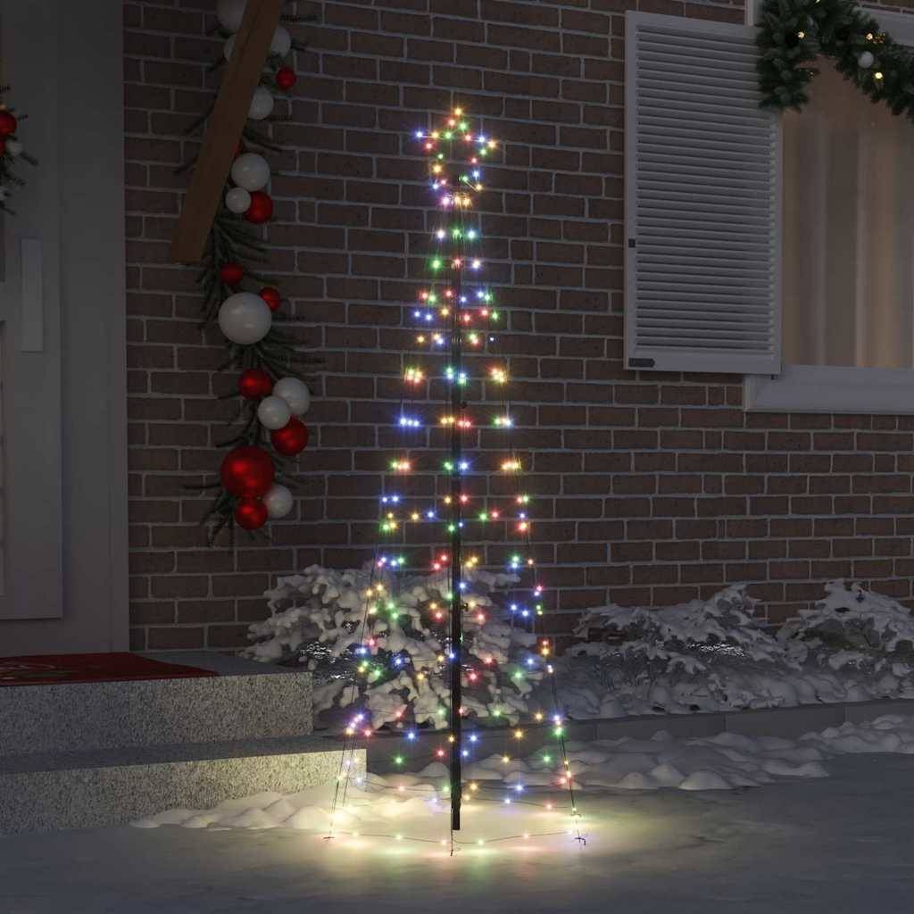 vidaXL LED Weihnachtsbaum mit Erdspießen Mehrfarbig 250 cm Eisen