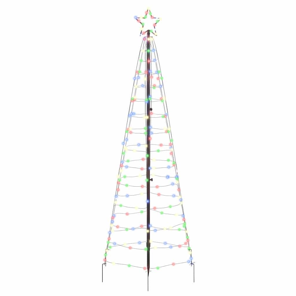 vidaXL LED Weihnachtsbaum mit Erdspießen Mehrfarbig 250 cm Eisen