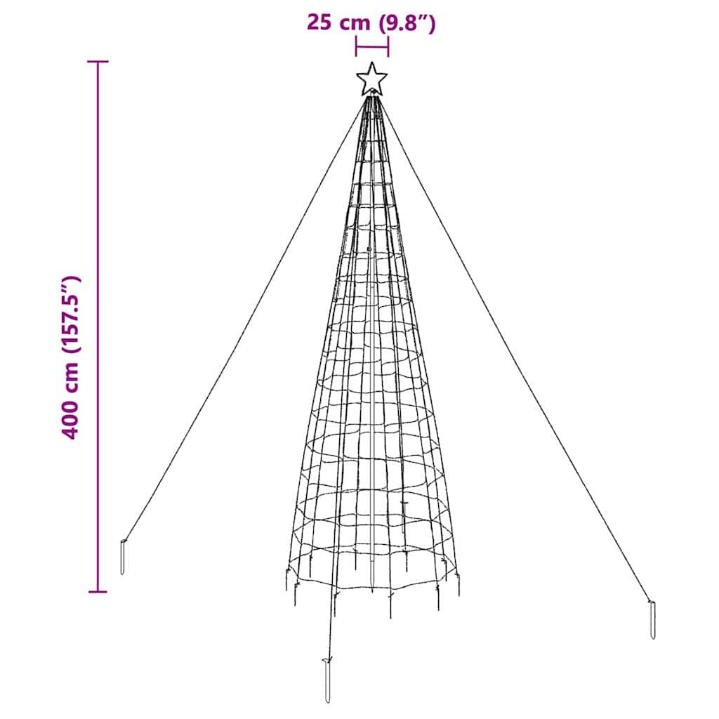 vidaXL LED Weihnachtsbaum mit Erdspießen Blau 400 cm Eisen