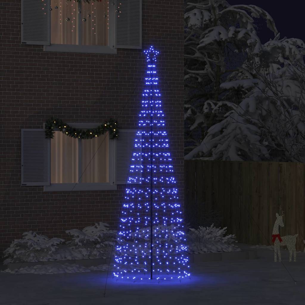 vidaXL LED Weihnachtsbaum mit Erdspießen Blau 400 cm Eisen