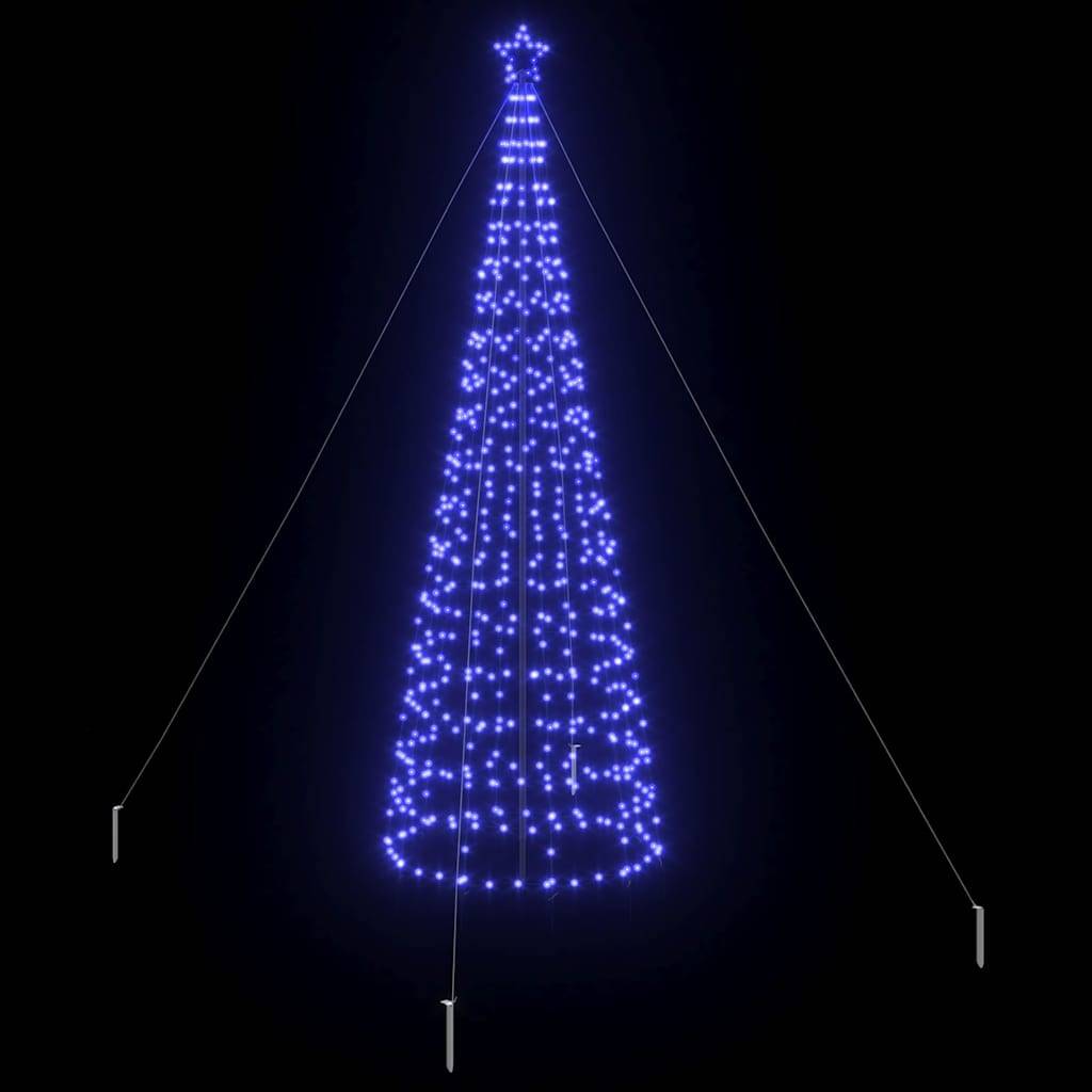 vidaXL LED Weihnachtsbaum mit Erdspießen Blau 400 cm Eisen