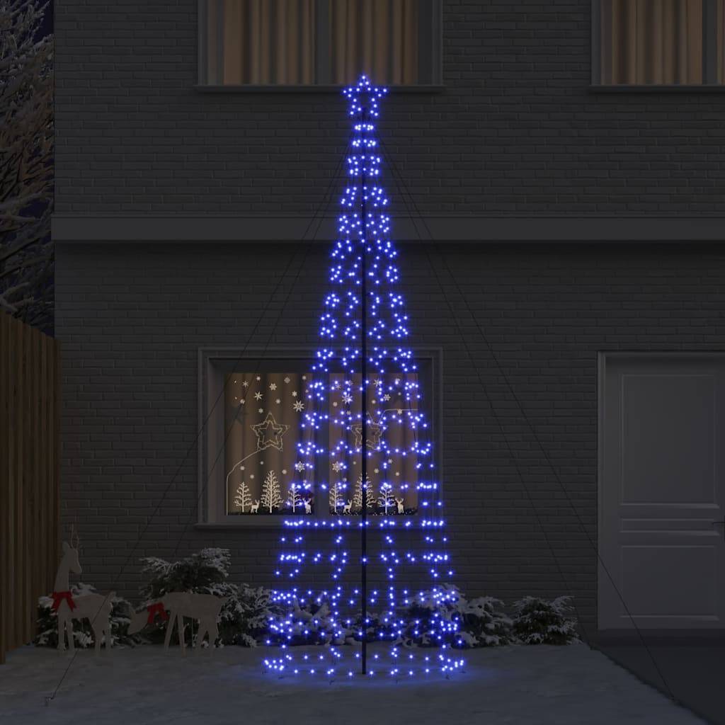 vidaXL LED Weihnachtsbaum mit Erdspießen Blau 400 cm Eisen