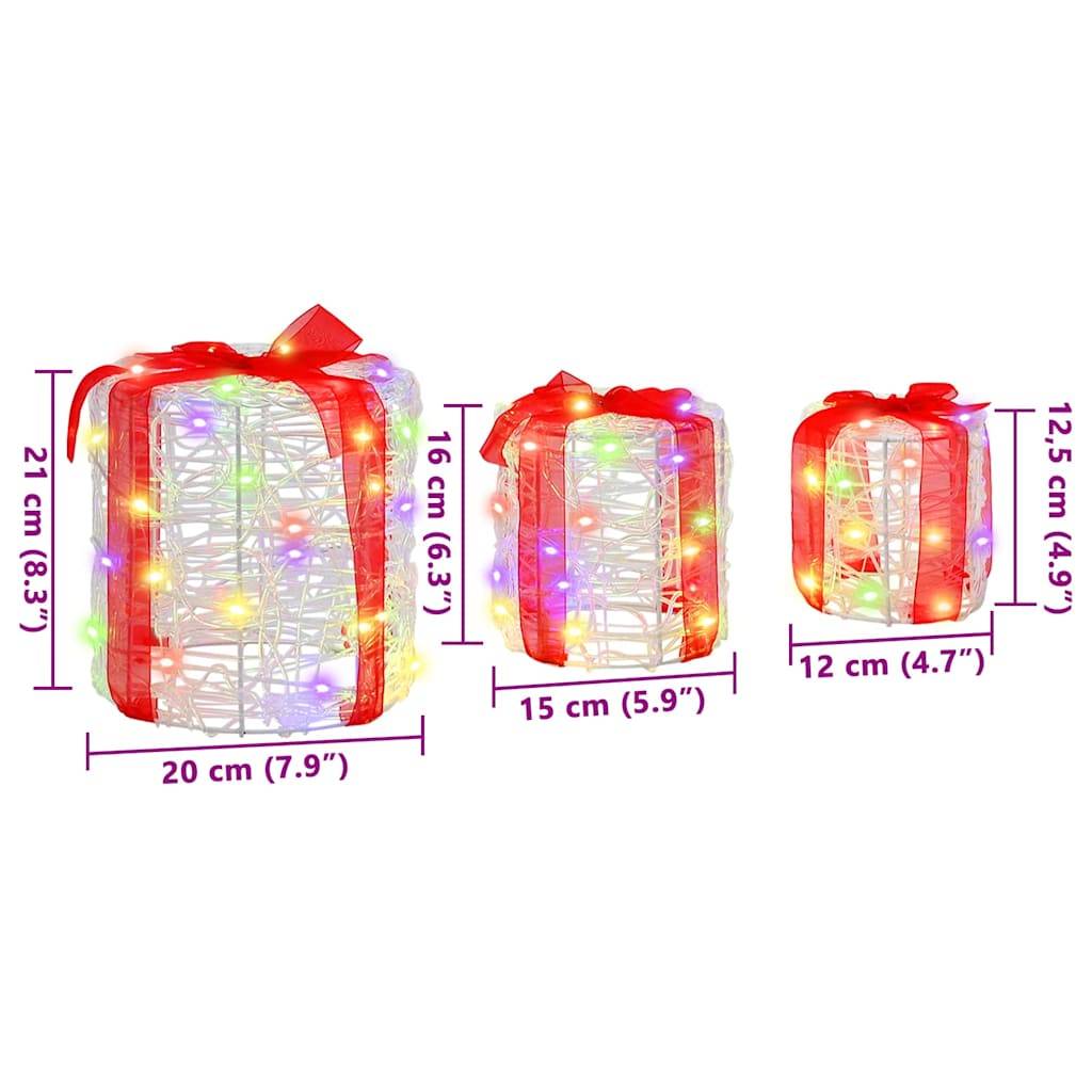 vidaXL Geschenkbox Dekoration 3 pcs Bunt 20 x 20 x 21 cm Acryl