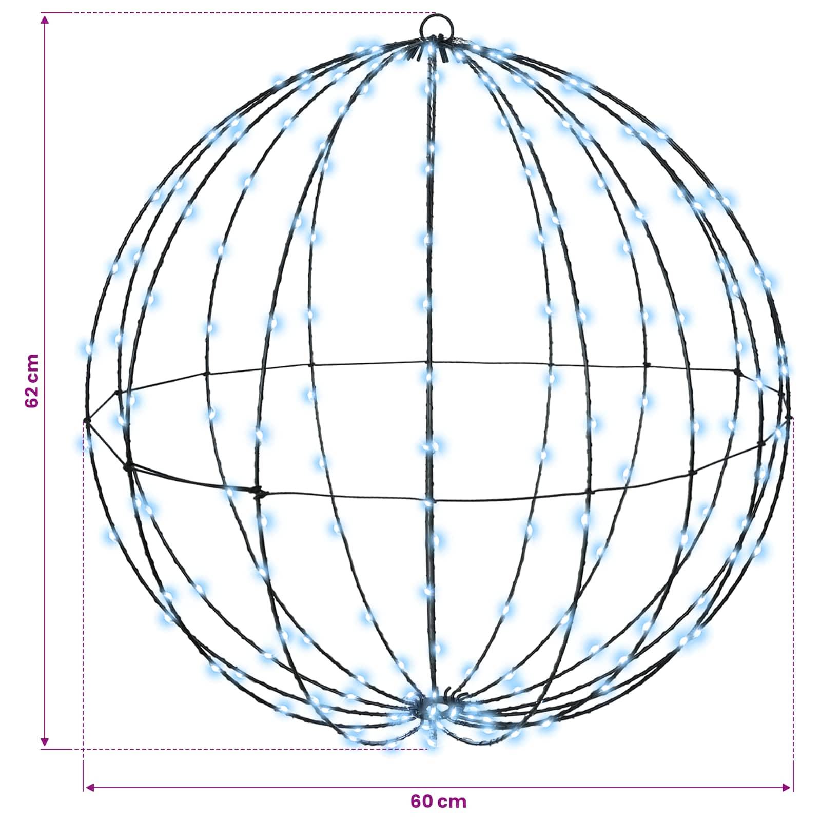 vidaXL Ball Kaltweiß 60 x 60 x 62 cm Metall 192 LEDs