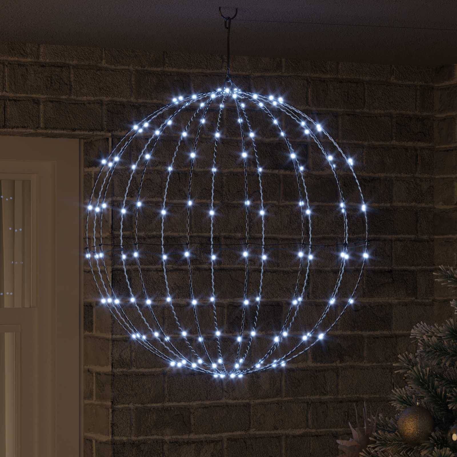 vidaXL Ball Kaltweiß 60 x 60 x 62 cm Metall 192 LEDs