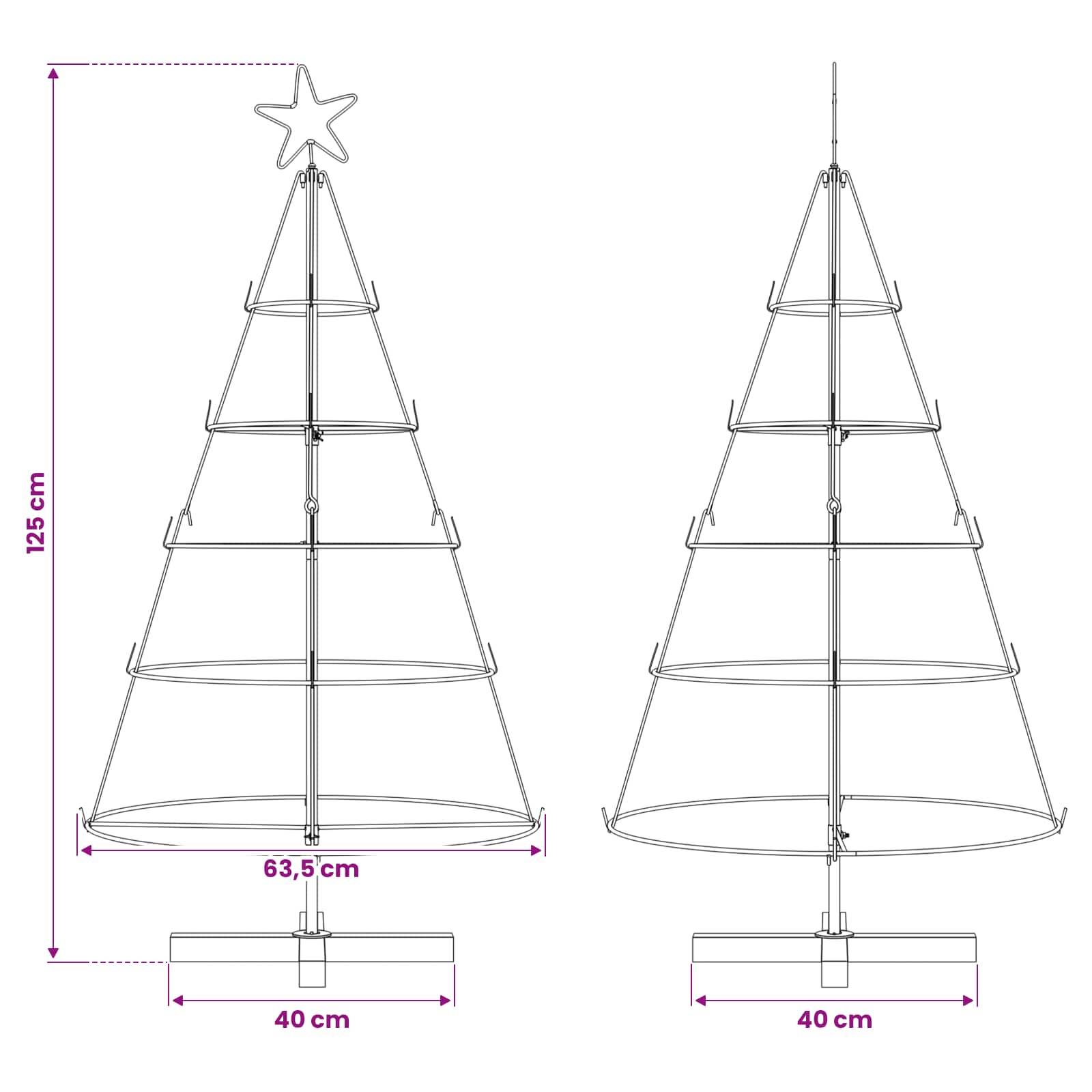 vidaXL Metall-Weihnachtsbaum mit Ständer KUOPIO 125 cm Stahl Schwarz