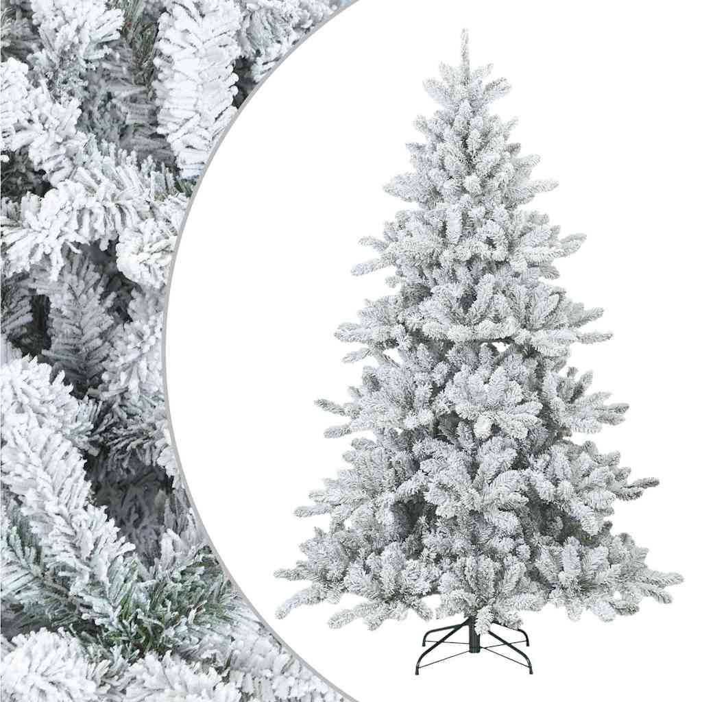 vidaXL Künstlicher Scharnier-Weihnachtsbaum schneebedeckt Weiß 180 cm