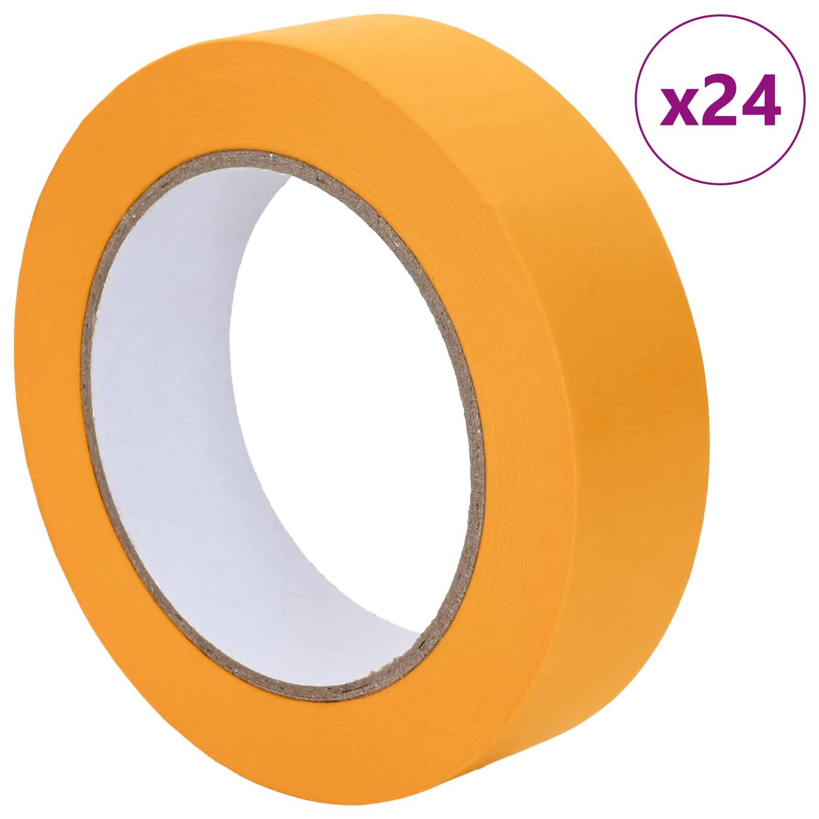 „Rolle orangefarbiges Klebeband" mit „x24"" zur Mengenangabe, zeigt den äußeren orangefarbigen und inneren weißen Teil des Klebebands.