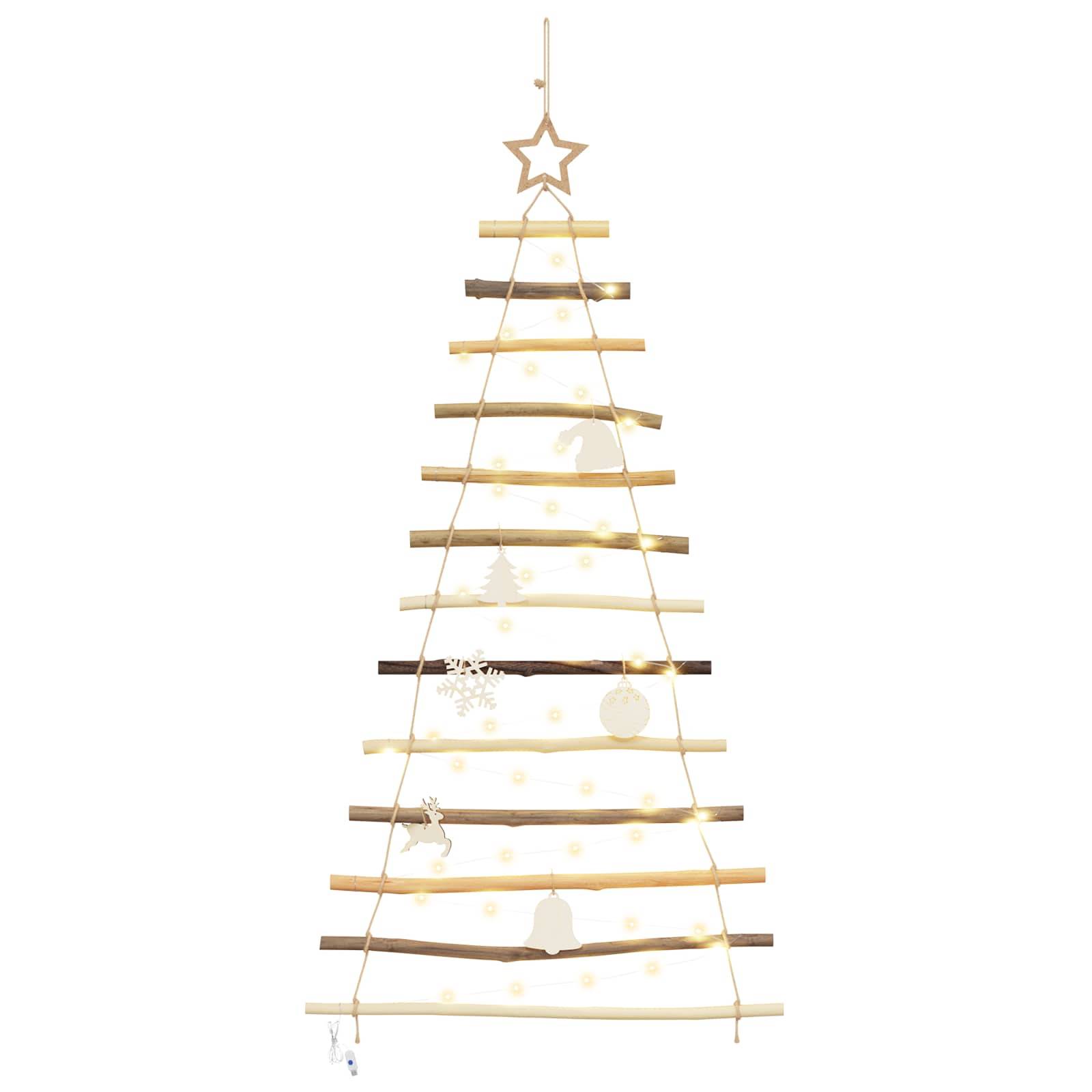 vidaXL Weihnachtsbaum mit 50 LEDs Natur 120 cm Massives Eschenholz