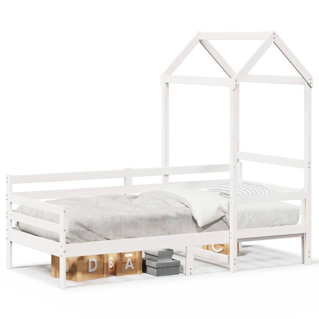 vidaXL Tagesbett mit Dach Weiß 80x200 cm Massivholz Kiefer