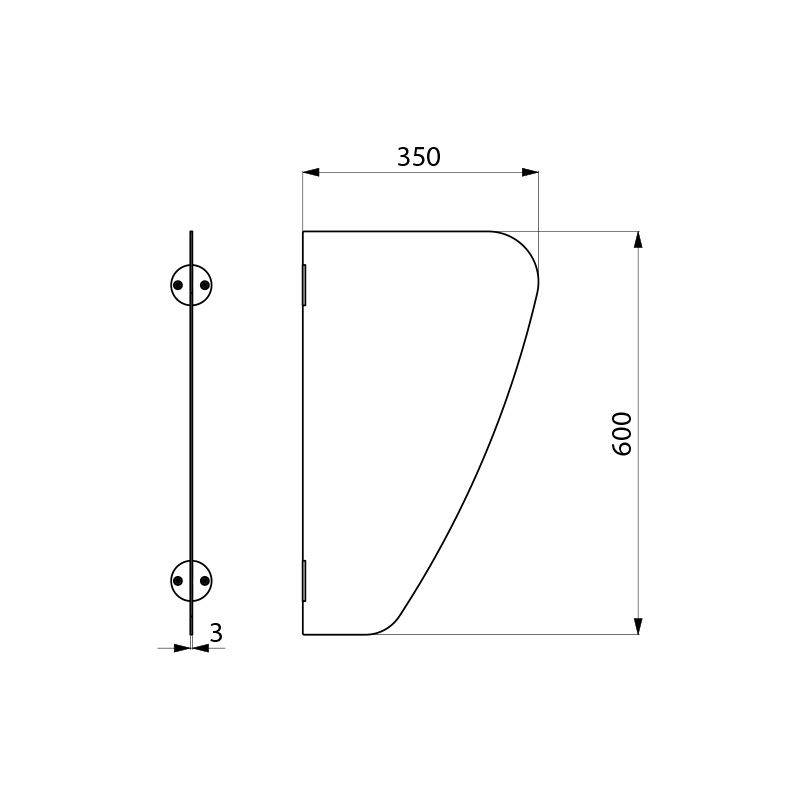 Delabie Cloison d'urinoir AZA Acier inoxydable 1.4301 satiné