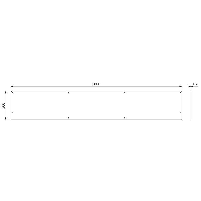 Delabie Rückwand L.1800 H.300 Edelstahl 1.4301 satiniert