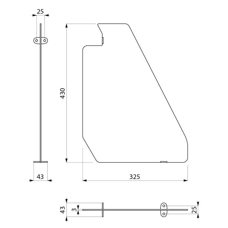 Delabie Schamwand für Urinalrinne wandhängend Edst. 1.4301 sat