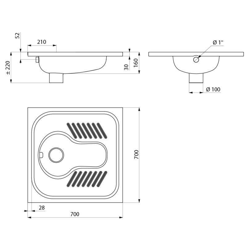 Delabie Hock-WC SHA 700 1 Spritzk. o. Ger-Ver. D1" Edst. 1.4301 sat.