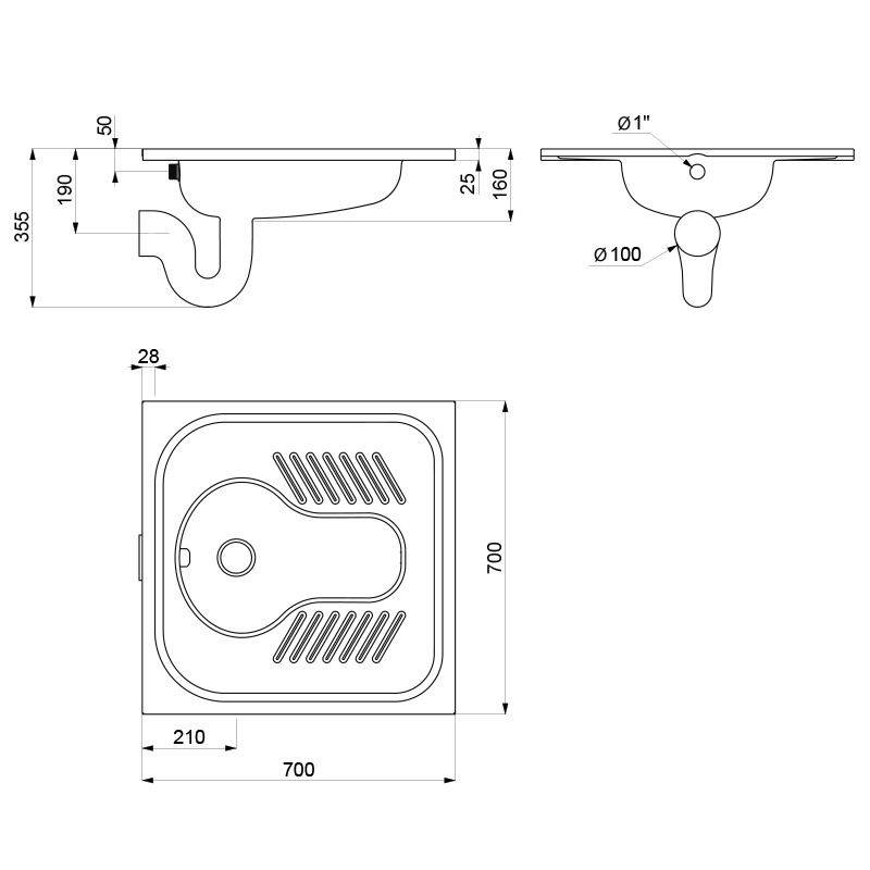 Delabie Hock-WC SHA 700 1 Spritzk. m. Ger-Ver. D1" Edst. 1.4301 sat.