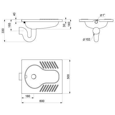 Delabie Hock-WC SHA XS 1 Spritzko. mit Ger-Vers. Edst. 1.4301 sat.