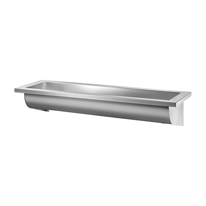 Delabie Bac à laver CANAL L.1200 sans siphon évacuation à gauche Inox 1.4301 satiné