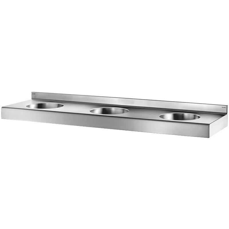 Delabie Rangée-WT TRIPLO RP 3 places sans robinet sans trop-plein Acier inoxydable 1.4301 satiné