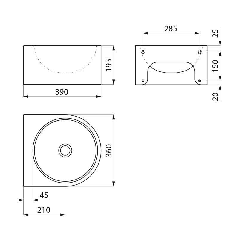 Delabie WT FACIL ohne Hahnloch ohne Überlauf Edst. 1.4301 satiniert