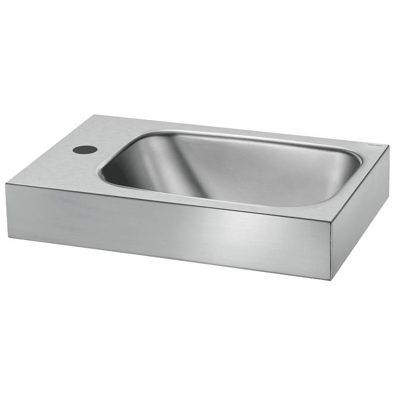 Delabie WT LAVANDO Hahnloch D35 links ohne Überlauf Edst. 1.4301 sat.