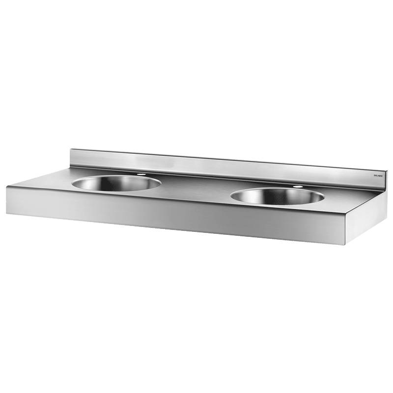 Delabie W-T en ligne DUPLO RP 2 places Bac D35 sans recouvrement Inox 1.4301 satiné