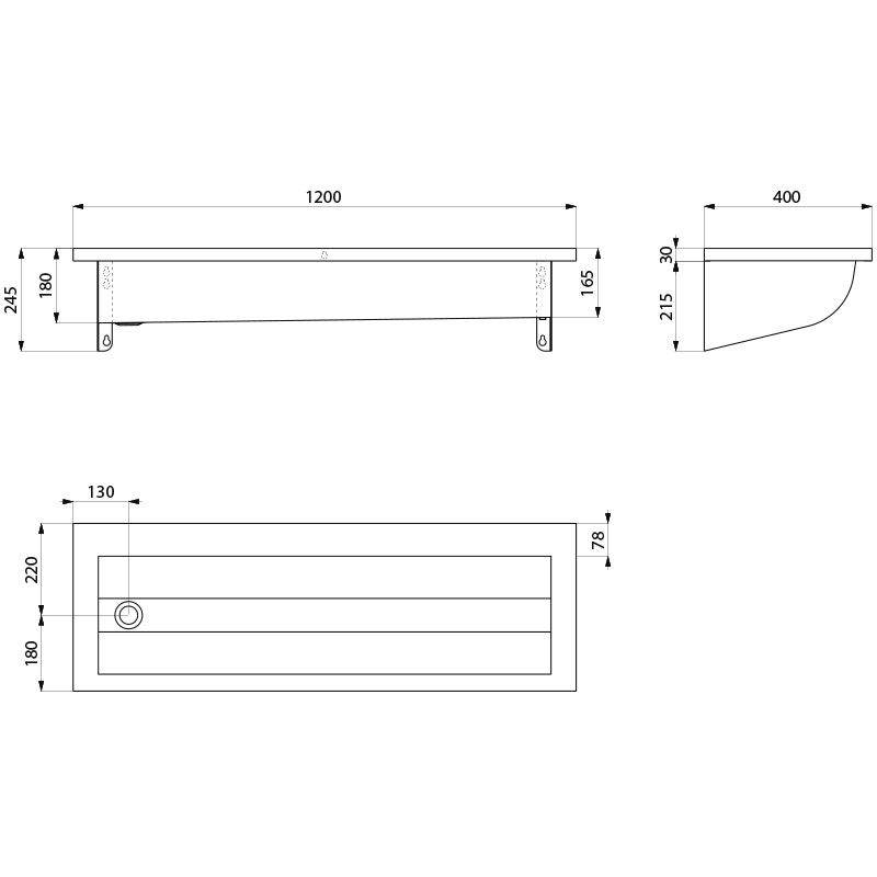 Delabie Waschrinne CANAL L.1200 o. Hl. Ablauf links Edst. 1.4301 sat