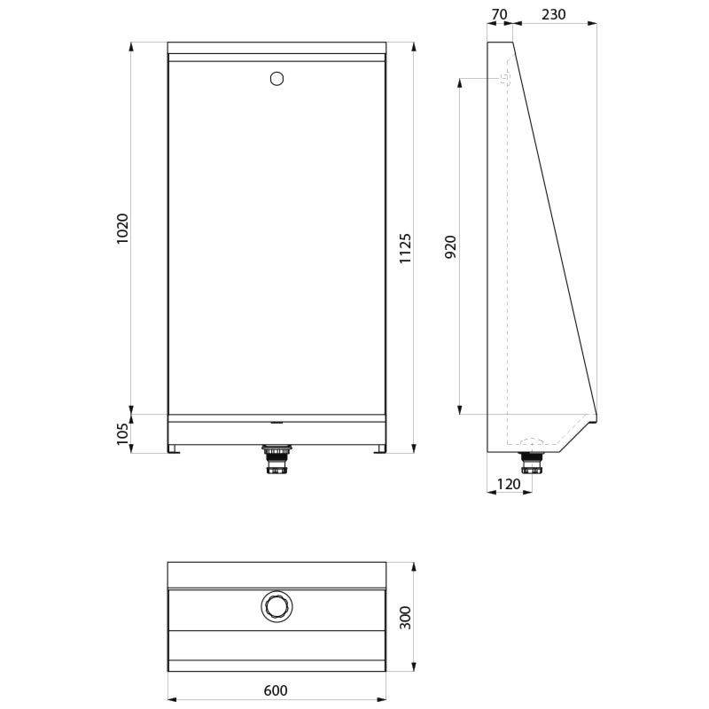Delabie Standurinal L Fußbodeneinbau L600 Anschl.hi. Edst. 1.4301 sat