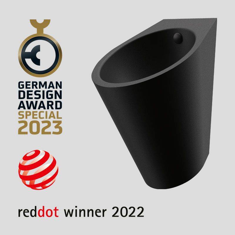 Delabie Urinal FINO wandh. Anschl. von hinten Edelstahl matt schwarz