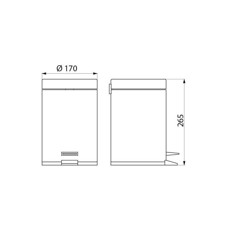 Delabie Abfallbehälter rund m. Pedalbet. 3l Edst. weiß