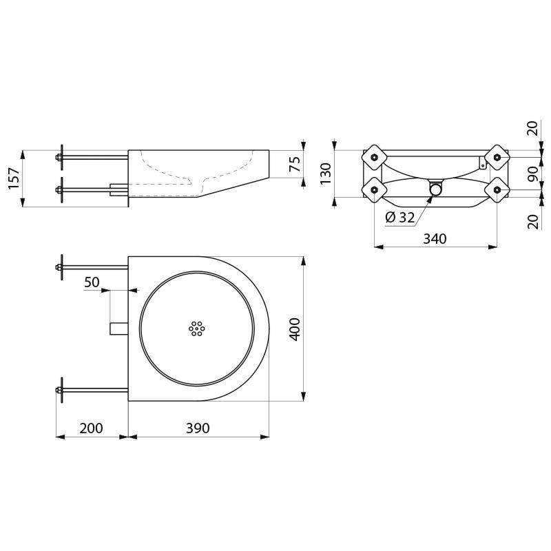 Delabie WT PMR XS TC wandh. ohne Hahnloch Edst. 1.4301 satiniert