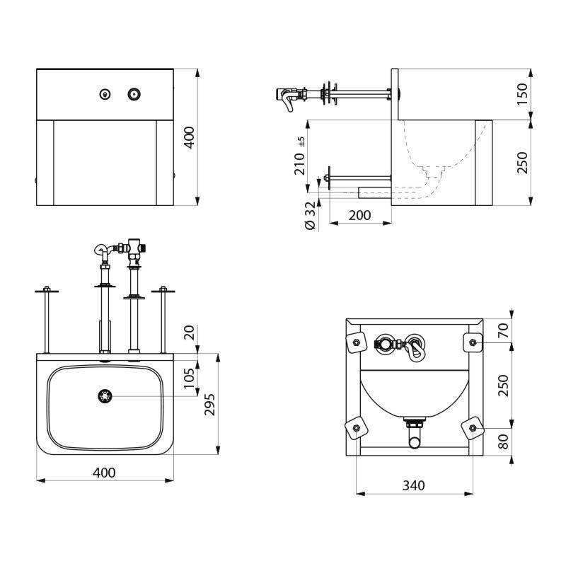 Delabie WT TEK TC wandh. m. integr. Arm. Edst. 1.4301 satiniert