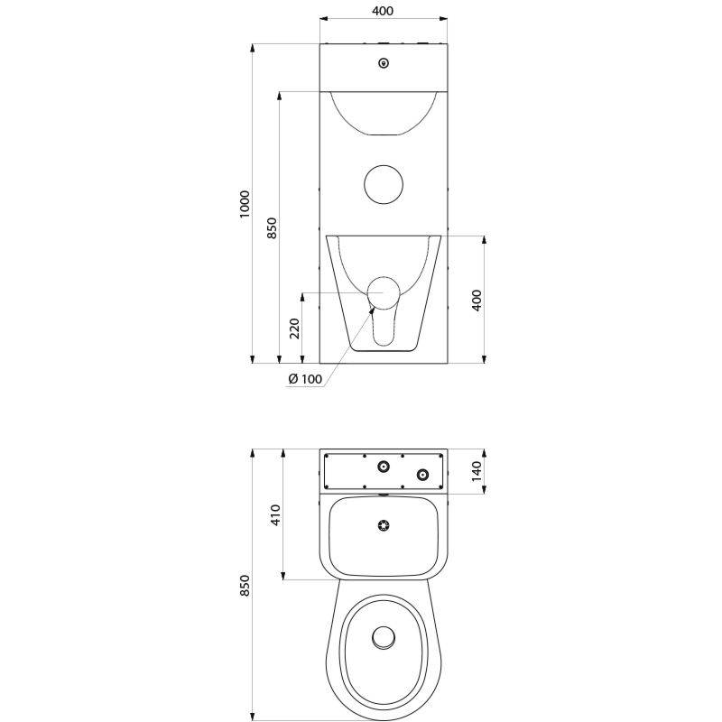 Delabie Gefängniskombi KOMPACT WT WC wandh. mi. Edst. 1.4301 sat