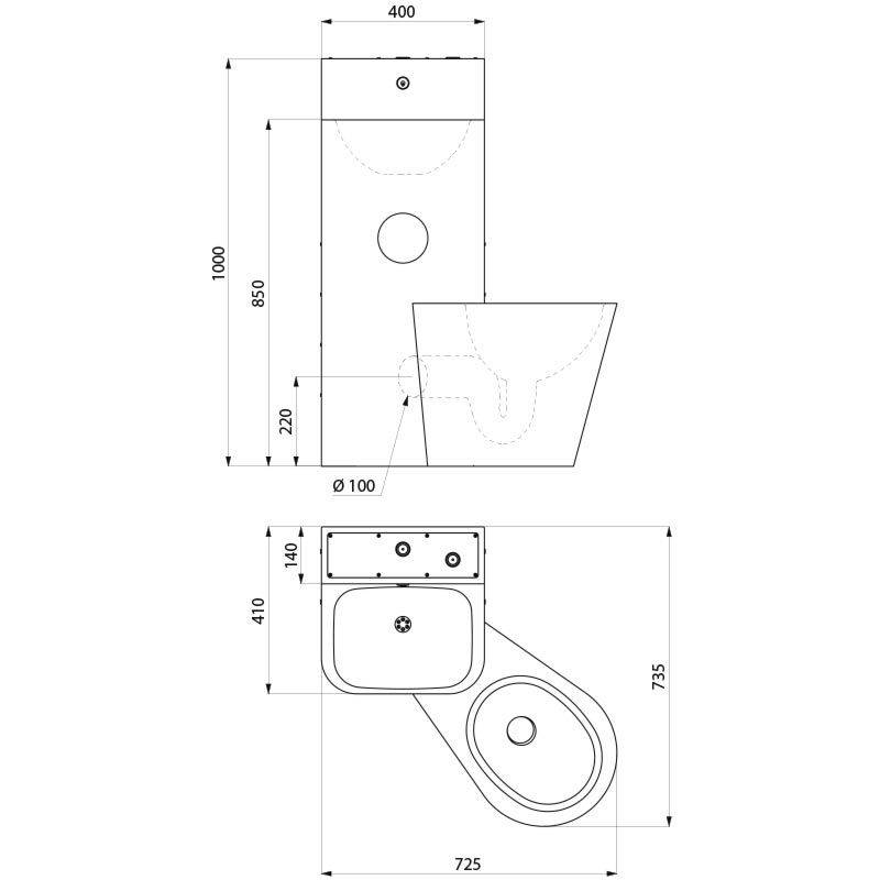 Delabie Gefängniskombi KOMPACT WT WC bodenst. re Edst. 1.4301 sat