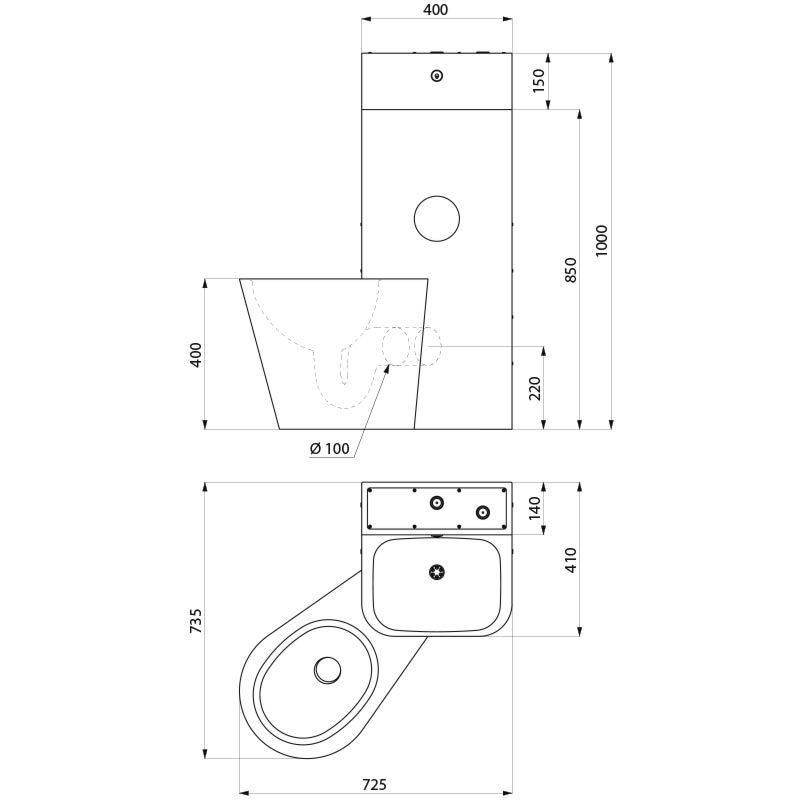 Delabie Gefängniskombi KOMPACT WT WC bodenst. li Edst. 1.4301 sat