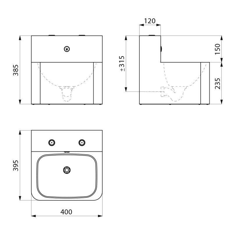 Delabie WT TEK TWW/TW wandh. m. integrierter Armatur Edst. 1.4301 sat