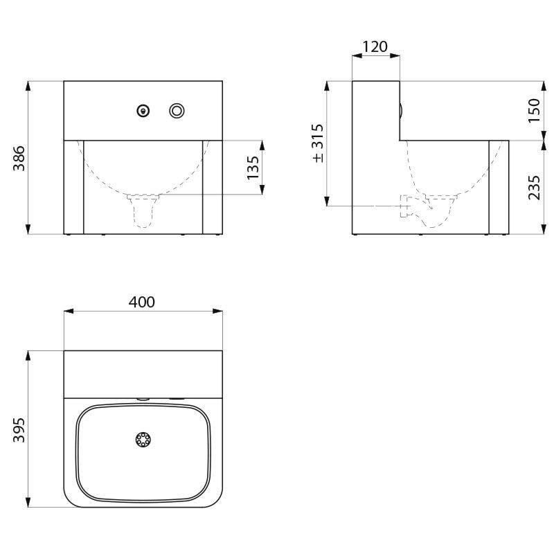 Delabie WT TEK wandh. mit integr. elektron. Armatur Edst. 1.4301 sat