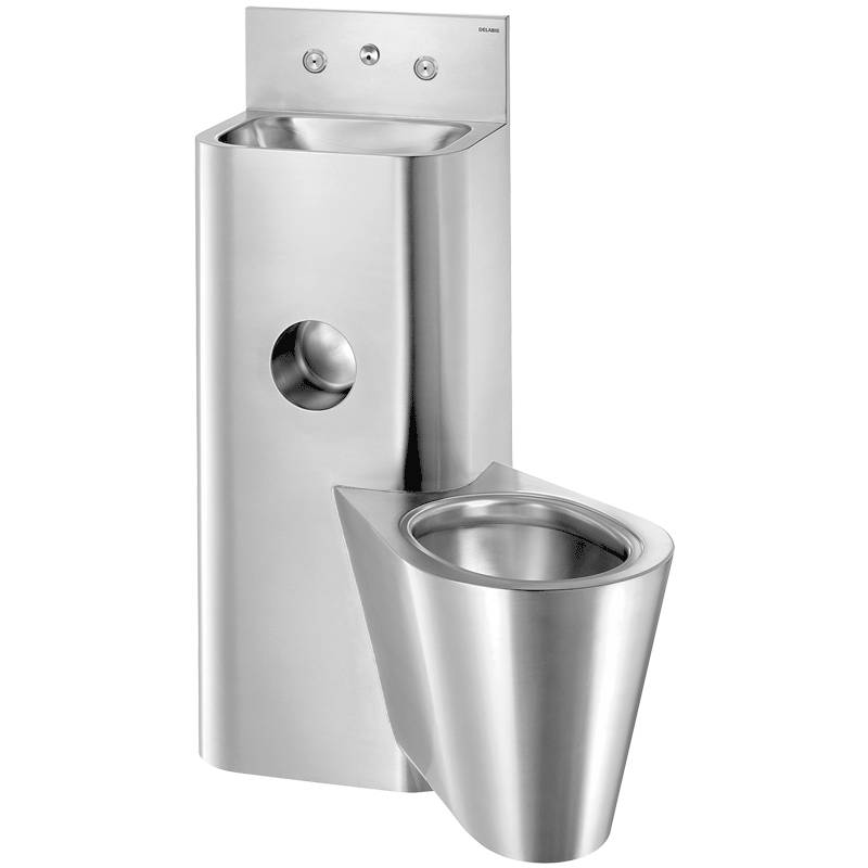 Delabie Combinaison sanitaire KOMPACT TC, WC mural pour personnes à mobilité réduite inox 1.4301 satiné