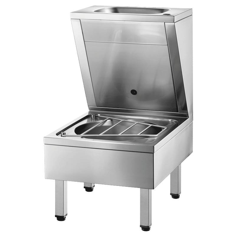 Delabie Ausgussbecken/Waschtisch-Kombi. bodenst. Edst. 1.4301 sat