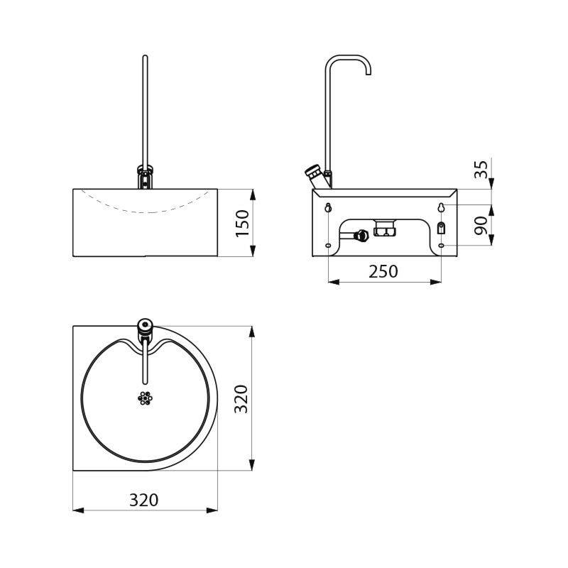 Delabie Trinkbrunnen SD mit Schwanenhalsarmatur Edst. 1.4301 sat.