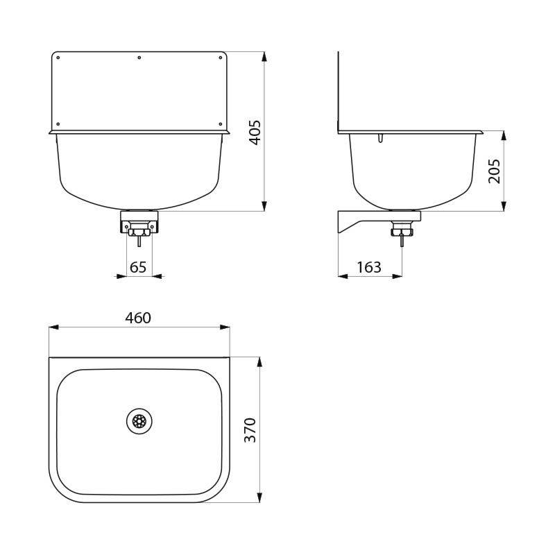Delabie Ausgussbecken wandhängend m. Rückwand Edst. 1.4301 satiniert