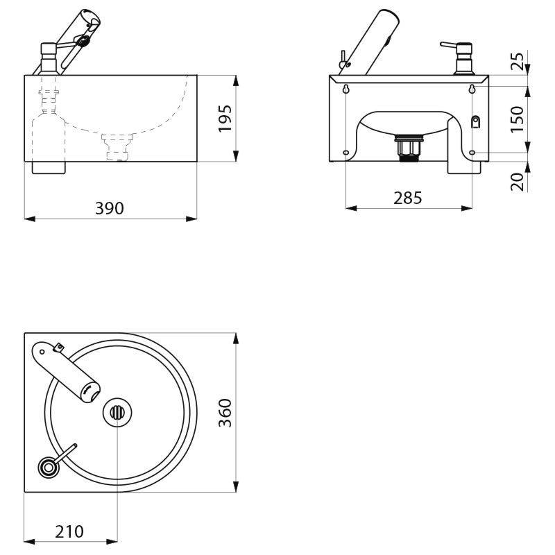 Delabie WT SXS komplett mit elektron. Ventil Edst. 1.4301 sat.