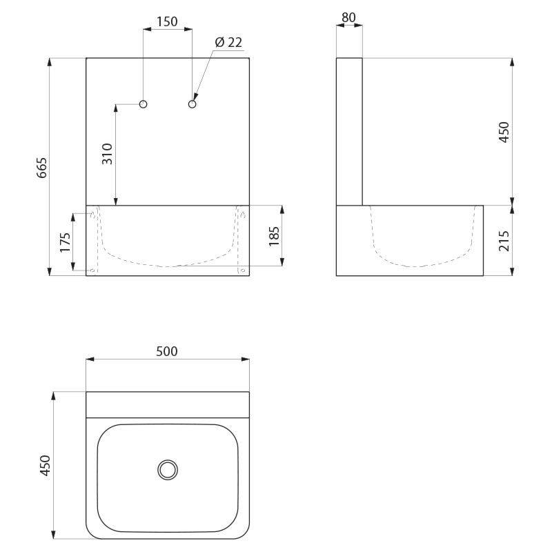 Delabie Handwaschbecken Hygiene 2 Hl. D22 MA150 Edst. 1.4301 sat.