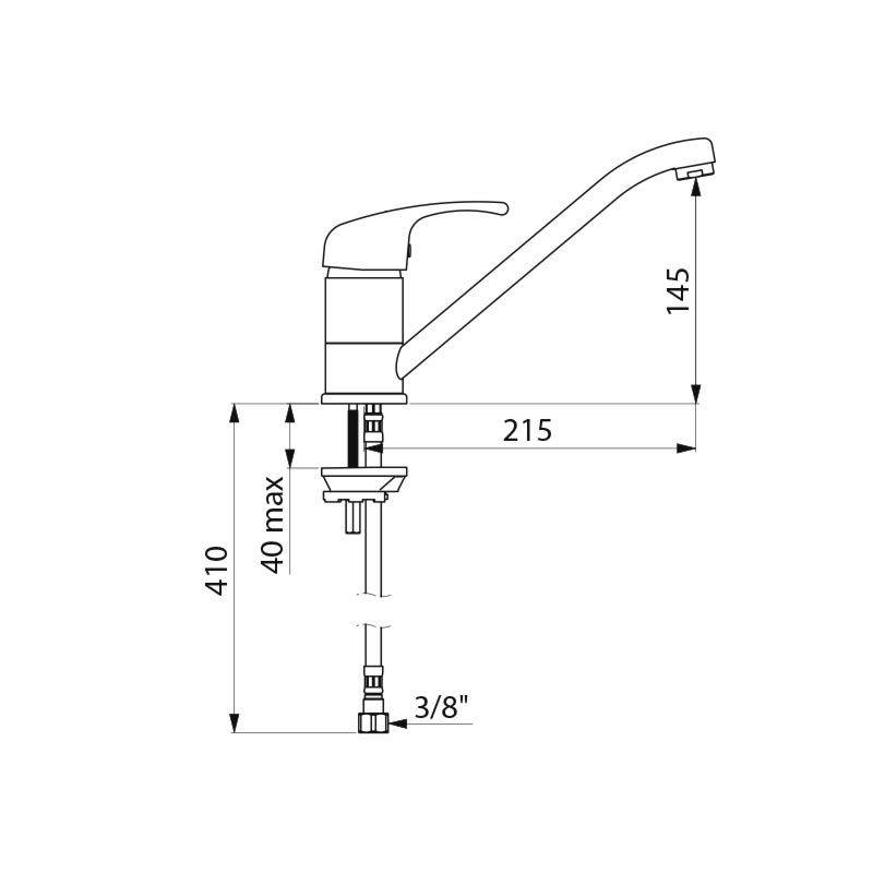 Delabie SPT-EHM mit Schwenkauslauf H.145 L.215, Bügelgriff