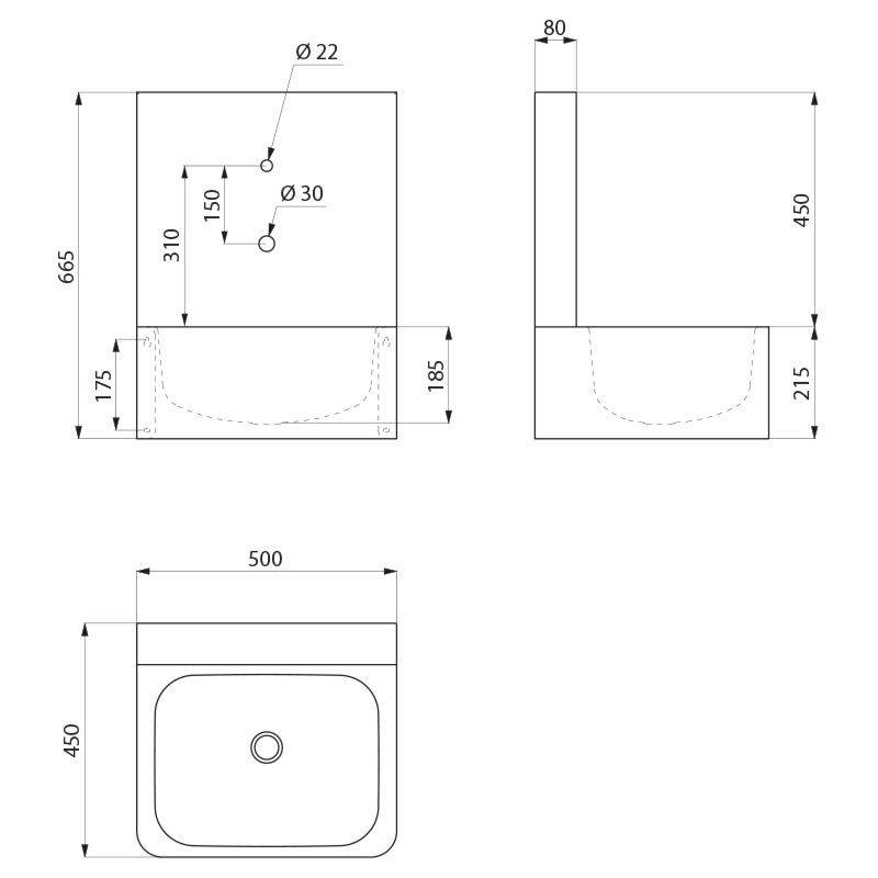 Delabie Handwaschbecken Hygiene 2 Hl. D22 und D30 Edst. 1.4301 sat.
