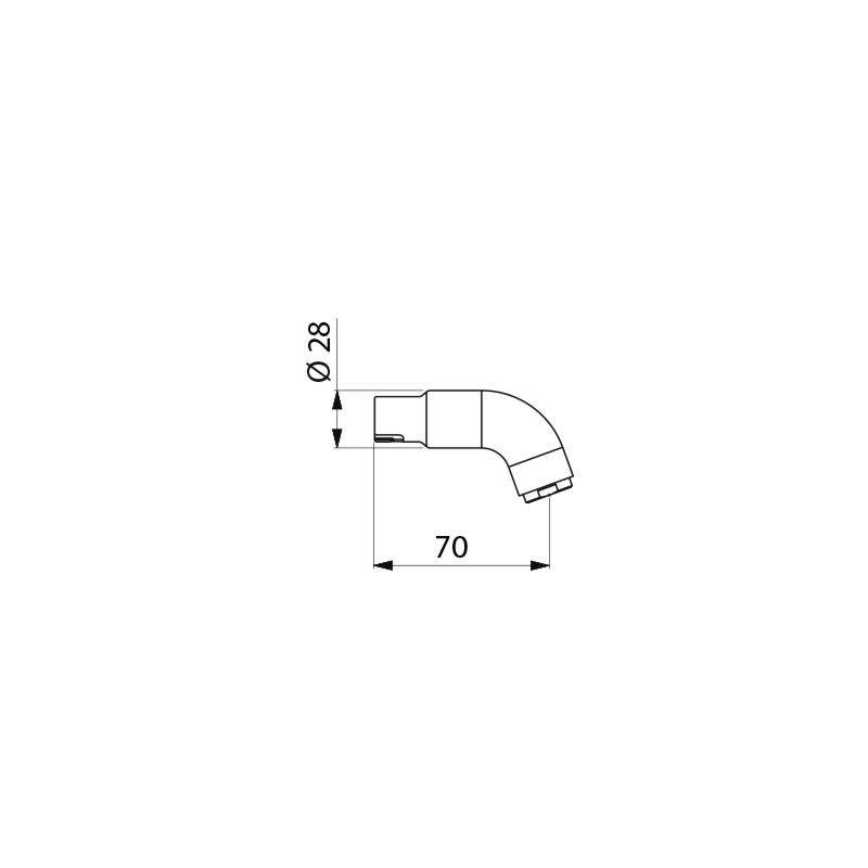 Delabie Gebogener Auslauf aus Messing L. 70 D 28, 2 Stück