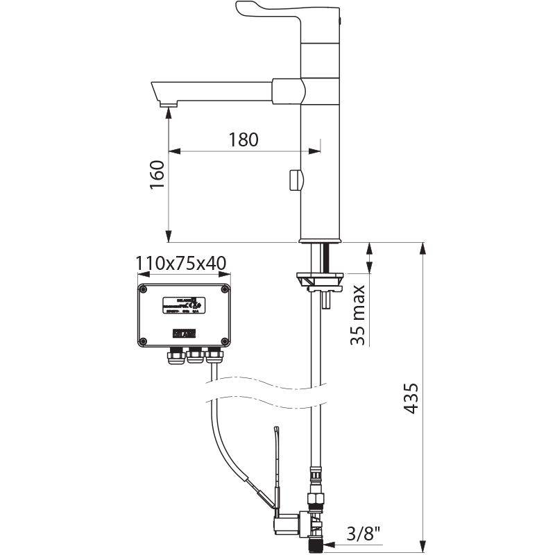 Delabie Elektron. MBatt. Schwenkausl, H160mm, 1 BIOCLIP-Einmalauslauf