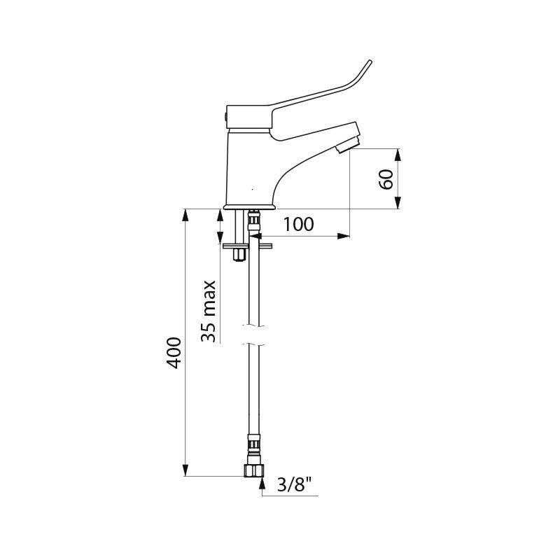 Delabie EHM für WT H60mm, ohne Ablaufgarnitur, Hygienehebel