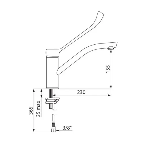 Delbie SPT-Einhebelmischer Schwenkauslauf H.155 L.230,Hygienehebel Delbie SPT-Einhebelmischer Schwenkauslauf H.155 L.230,Hygienehebel