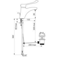 Delabie EHM f. WT, mit EP, H85 L135 mm, Zugst.Ablgarn., Hygienehebel Delabie EHM f. WT, mit EP, H85 L135 mm, Zugst.Ablgarn., Hygienehebel